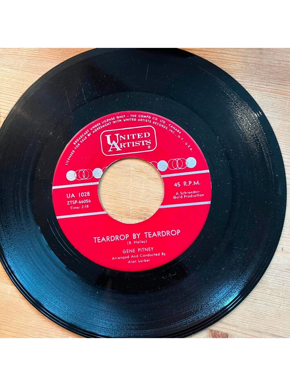 Gene Pitney - Teardrop by Teardrop/Mecca 45rpm VG+ R11